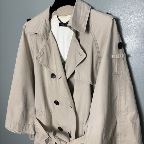 All Saints Womens Double Breasted Sherlock Cotton Trench Coat Jacket 8 Beige - Picture 2 of 14